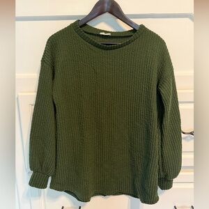 Green Textured Long Sleeve Maternity Sweater